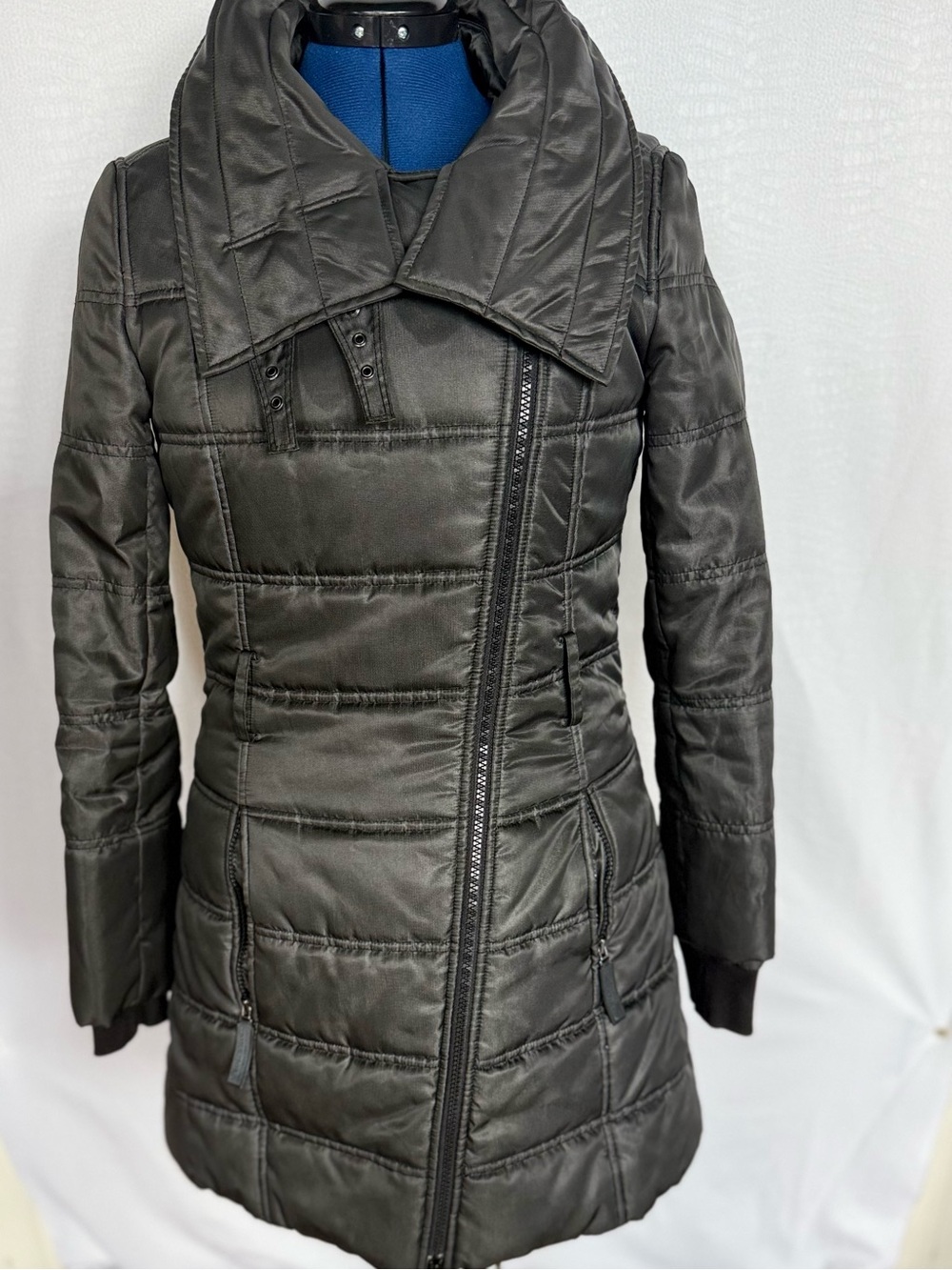 Armani Exchange Black Quilted Long Puffer Coat